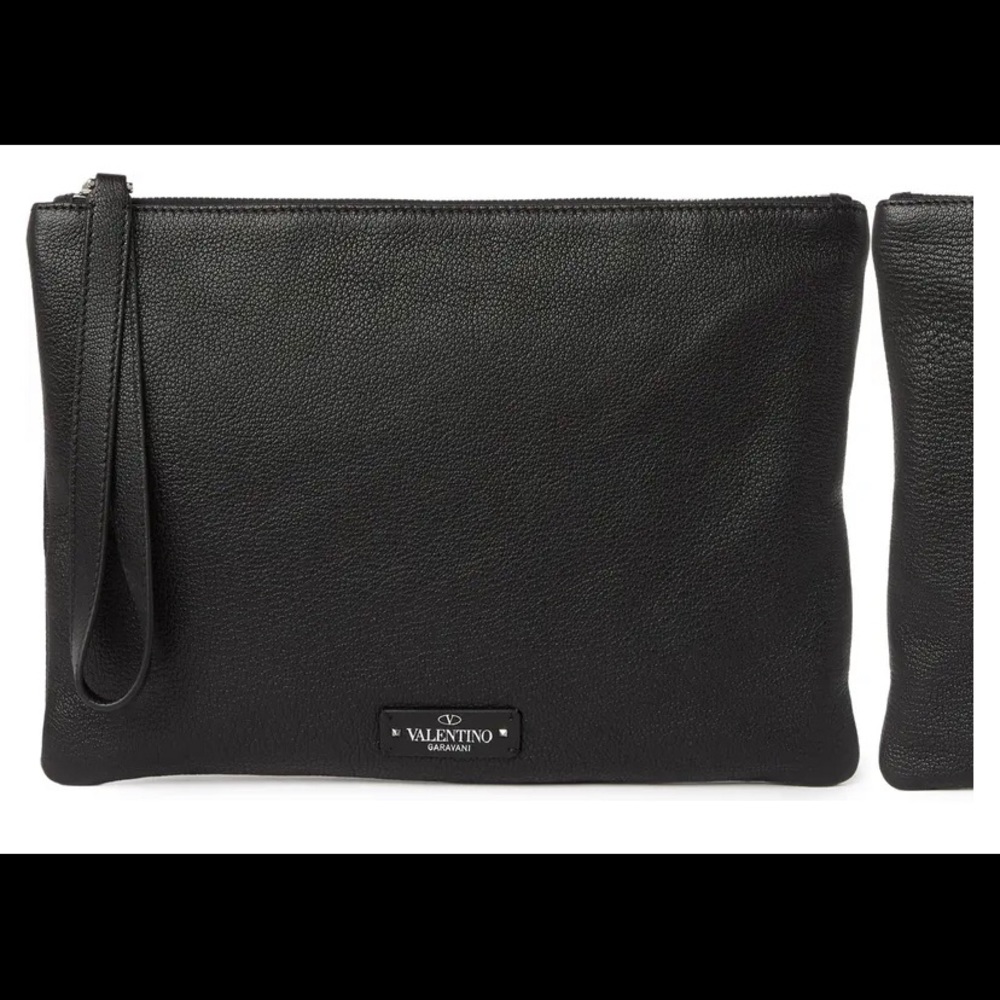 Large Valentino Garavani Leather Pouch Wristlet - Picture 3 of 5